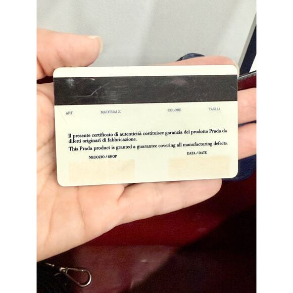 Prada  Saffiano Leather Double Handle Tote Handbag Inchiostro/Red - Picture 9 of 15